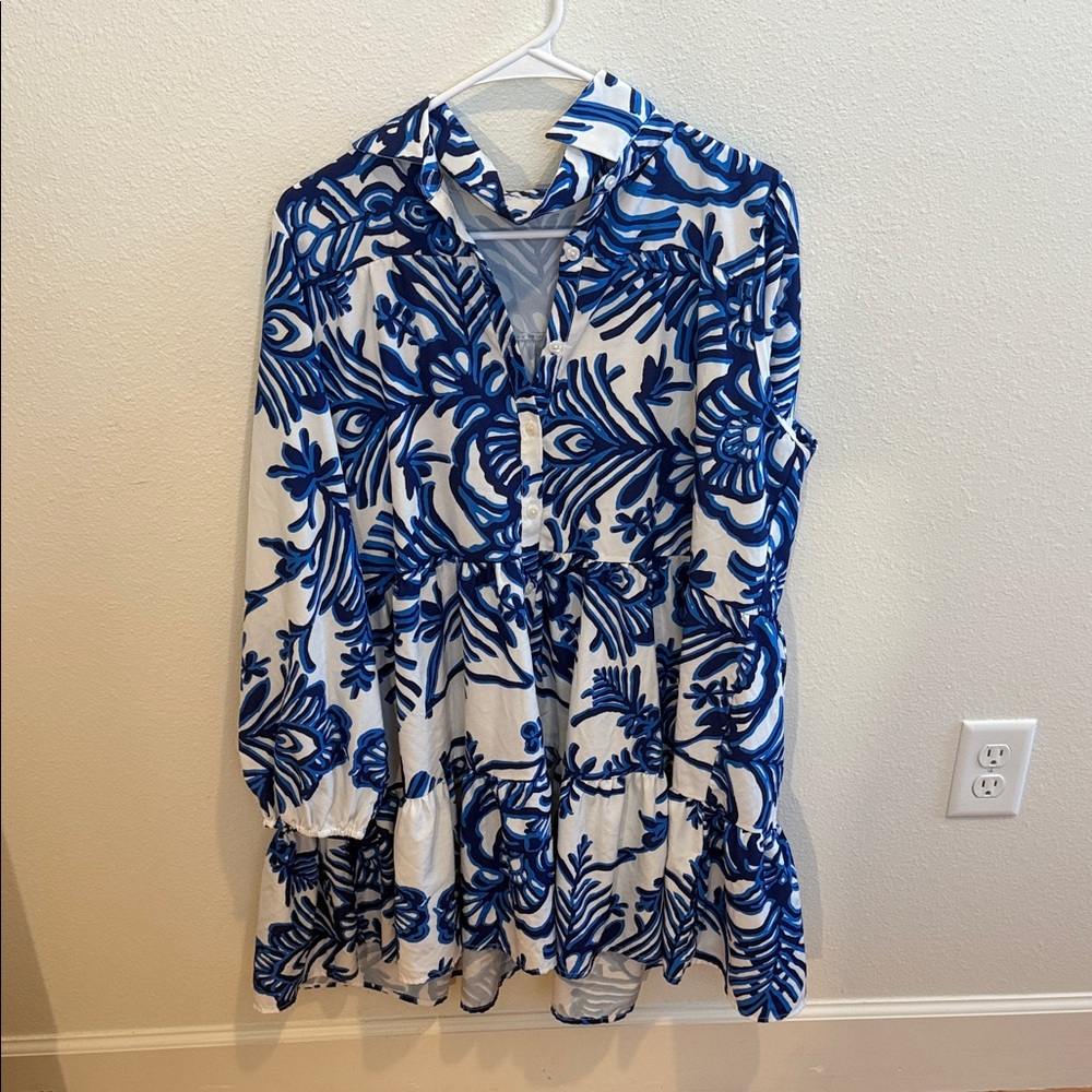Blue and White Floral Dress